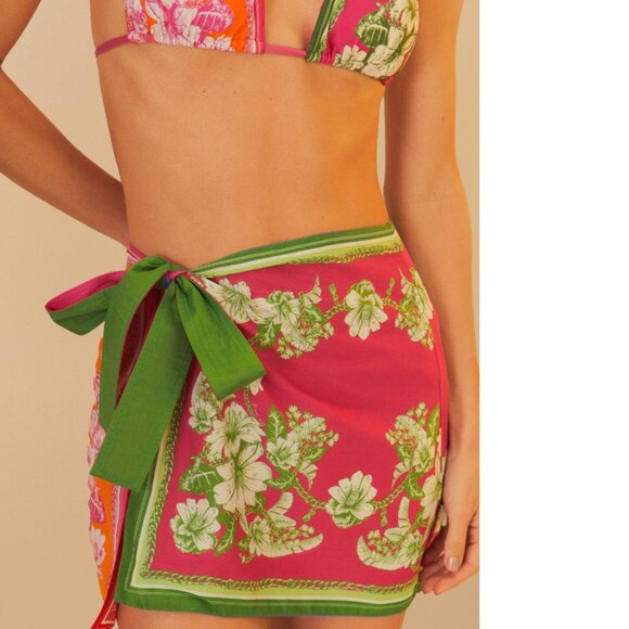 Brand New Farm Rio Floral Elegance Wrap Mini Skirt - Picture 1 of 5